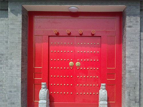 襄阳中国传统四合院系列朱红色中式木制大门木作